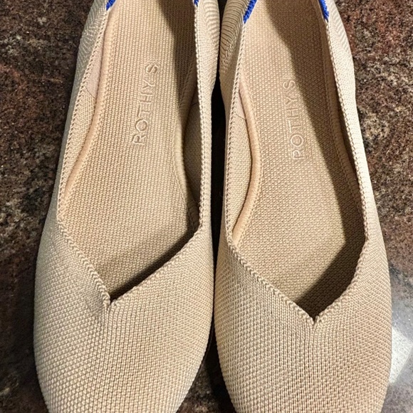 Rothy's Tan Flats with Blue Accents - Picture 3 of 7